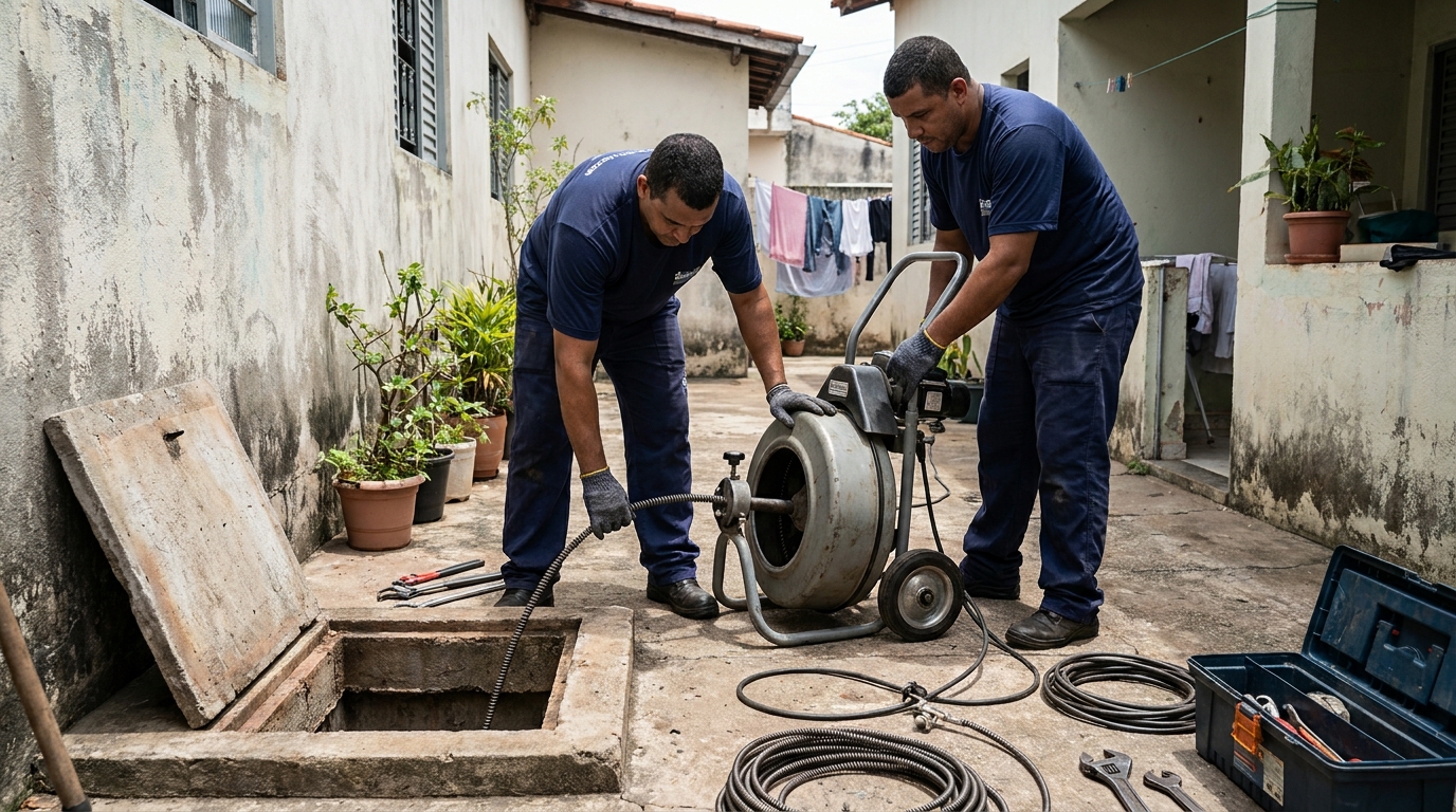 Desentupimento de Coluna Sanitária na Vila Oriente, Araraquara‑SP