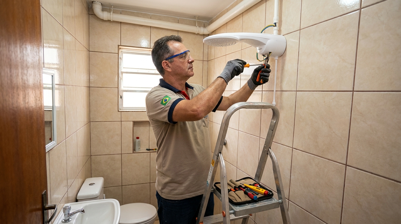 Substituição de Chuveiro Antigo na Vila Oriente, Araraquara‑SP